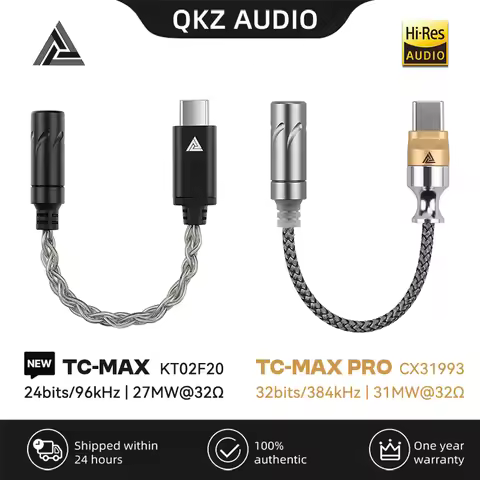 Original QKZ TC-MAX Pro HiFi DAC USB Type C To 3.5mm Headphone Amplifier Audio Decoder IEM AMP Mobil