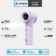 Amgras Metalce Fan Pro2 High-Speed Handheld Spray Fan Portable Kipas LED Display 6000mAh