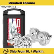 Chrome Dumbell & Barbell Weight Lifting Set 10KG 15KG 20KG [YORK]