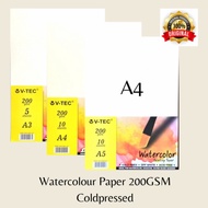 V-tec Watercolor Painting Paper/Watercolor Paper A3 A4 A5 200gsm Cold Press WCP 200