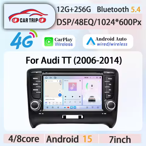 7'' Stereo Car Multimedia Player for Audi TT MK2 8J 2006-2014 with GPS Android Auto IPS Screen Carpl