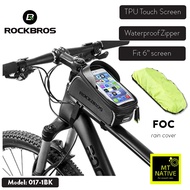 ROCKBROS 017-1BK Cycling MTB Bike Bicycle Bag 6 Waterproof Touch Screen Top Tube Frame Saddle Bag Phone Case Bicycle