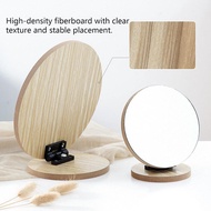 WOOD CIRCLE & OVAL FOLDING DESKTOP MAKEUP MIRROR