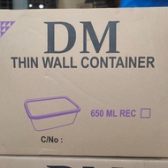 1 Dus Thinwall DM 650Ml Food Container Persegi Panjang Food Grade