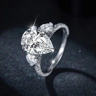 Customized Wedding Ring Pear 9x13mm 5CT Moissanite Gold Plated 925 Sterling Silver Moissanite Rings