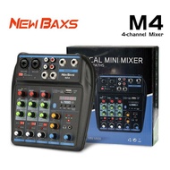 New Baxs M4 Audio Mixer Mini Professional 4 Channel Equalizer Support