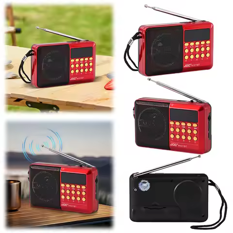 Portable FM Radio Rechargeable with LED Display BT 5.4 Pocket Radio Speaker Digital FM USB TF MP3 Pl