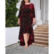 Plus Size Gowns for Wedding Ninangs Velvet Irregularly Hem Bling Bling Dinner Dress