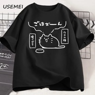 2026NEWJapanese Style Cat Printed T Shirts for Men Women Cotton Short Sleeve Tshirt Causal Trendy Lo