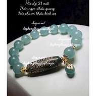 Blue bracelet mixed with dzi 21 transparent eyes mixed with peace