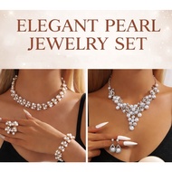 Pearl Jewelry Set Necklace Bracelet Earrings for Women ;Bridal, Wedding, Party Jewelry Set
