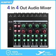 4 In 4 Out Audio Mixer 4-Channel Headphone Amplifier Sound Card Mixer Recording Interface With Dj Mi