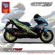 Aerox 155 Motorcycle Striping Stickers - Aerox 155 Decal Stickers - Aerox 155 Blue Shark Variation D