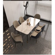 Marble Dining Table/Slate Table/Dining Table Chair Set/Household Chair/Nordic Simple Modern Shiny Surface Scratch Resistant High Temperature