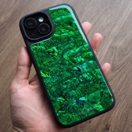 綠色 鮑魚貝殼 手工手機殼 適用iPhone16,15,14,13,12,11 Pro Max