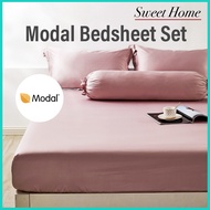 Modal Bedsheet Set High-end Fitted Bedsheet Set Breathable Bedsheet Pillowcase & Bolster Case Single