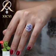 XICYI S925 Silver 8 CT Oval Cut Lab Sapphire High Carbon Diamond Ring for Women Jewelry