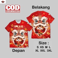 (SM) Kaos Fullprint Chinese New Year Barongsai Imlek 2026 | Kaos AOP Motif Chinese New Year Lion Hor