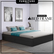 READY STOCK FF Snow Series Queen 2 drawer Bed frame  Wooden Queen Bed Frame  Katil Kayu  Katil 2
