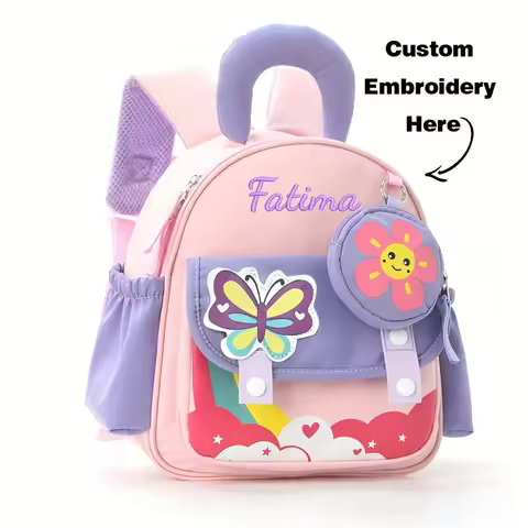 Custom Embroidered Name School Bag Rocket Butterfly Lightweight Outdoor Activity Travel Backpack Boy