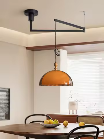 Vintage Brown Pendant Lamp Bauhaus Orange Pendant Light French Retro Dining Table Hanging Lamp Cafe