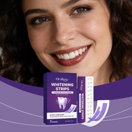 Purple Teeth Whitening Strips with Hydrogen Peroxide & Peppermint Extract - Includes Color Card - Ge