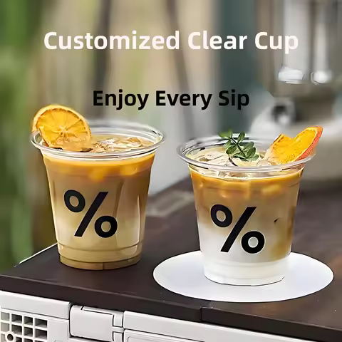 1000pcs 12oz 360ml,14oz 400ml Customized Printed Transparent Plastic Cup, Disposable Cups of Coffee,