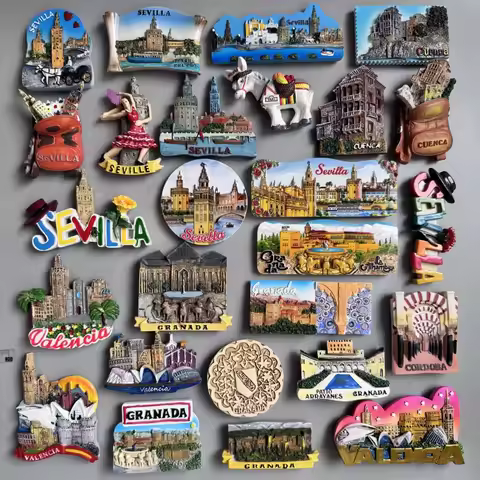 Fridge Magnets Sevilla Cuenca Valencia MIJAS Granada Spain Tourist Souvenir Collection Home Decor Re