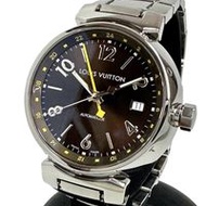 LOUIS VUITTON/ Louis Vuitton Tambour Q1131 Overhauled/Refurbished GMT Watch, Stainless Steel, Automa