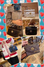 ❤️清貨大減價❤️ ✅實拍 Tory Burch KIRA CHEVRON MINI VANITY CASE化妝包真皮手袋 超軟熟💕 長鏈款盒子包