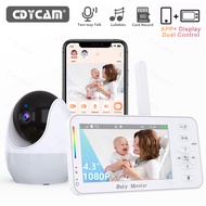 1080P HD WiFi Baby Monitor Phone APP Remote View 4.3" WiFi Nanny Night Light VOX HD Night Vision PTZ