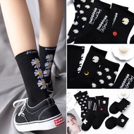 Daisy flower pattern socks trendyYANG, gdragon style, long daisy pattern socks, unisex knee-length s