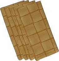 E By Design N4GN371Y2YE4-19 Basketweave Geometric Print Napkin, 19" x 19", Gold