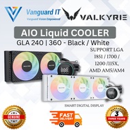 VALKYRIE B240-GT/B360-GT AIO LIQUID COOLER WITH 3.9" LCD DISPLAY CPU COOLER #3 YEAR WARRANTY BLACK/W