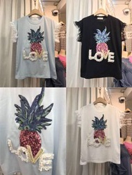 正韓 韓製 東大門 設計款 J dress 袖拼接網紗 亮片 立體字母LOVE 串珠綴飾 造型上衣 0414 #2021地球日 #water