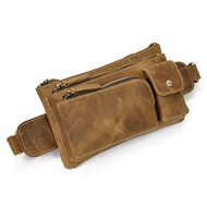 New store openingCasual Mens Leather Waist Bag Outdoor Waist Belt Bag Anti-Theft Men Waist Pack Bag 