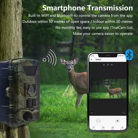 For Wildlife Monitoring PR803W 2 Inch 8K WiFi Trail Camera- 60MP Hunting Camera with Night Vision & 
