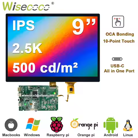 9 Inch 2K Display 500 Nits Hight Brightness Touchscreen With USB-C Full Feature Board For Win 10 11 