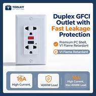 2-Gang GFCI Duplex Safety Outlet Wall Outlet 16A/20A 250v Universal With Ground