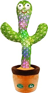Pbooo[Update Volume Adjustable Talking Cactus Toy Mimics Back, Gift Package Repeat Talking Cactus Plush Toys - Talking Sing+Repeat+Dancing+Recording+Rainbow Led Cactus Toy(15 Second Recording)