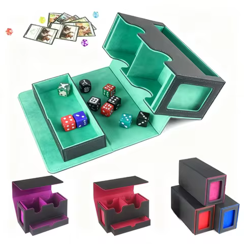 3 In 1 Trading Commander Card Deck Case PU Leather Card Storage Box Holds 200+ Magnetic Closure Card