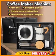 🔥7Pcs Hand Brew Coffee Maker Set Moka Pot Coffee Maker Espresso Coffee Machine With Grinder Electric