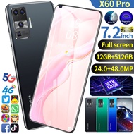 X60 Pro Smartphone 7.2 Inch Screen HD Pixel Camera 12+512GB 8GZz