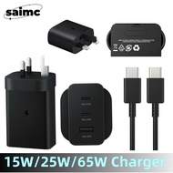 15W/25W /65W USB Type C Fast Charger UK Plug 3 Ports Power Adapter For Samsung Galaxy S24 Ultra S23 
