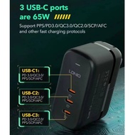 LDNIO Q367 65W Super Fast Charging Charger 3 PD Output 65W Super Fast Charging Universal Type-C to T