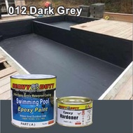 012 DARK GREY SWIMMING POOL EPOXY PAINT /Heavy Duty • 2-Part Epoxy Acrylic Waterproof Coating • Kolam Renang