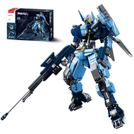 Warrior Samurai Mech Model Blue Robot Mech Building Kit, Mecha Model Kit Birthday Gifts for Adults K