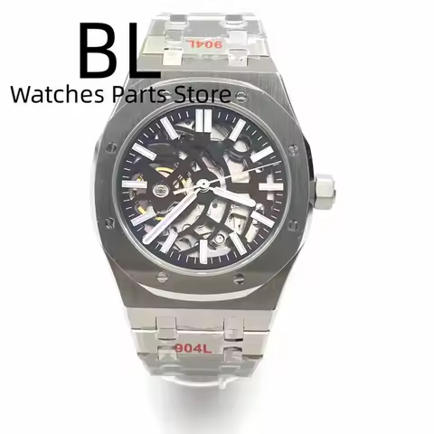 BLIGER 41mm NH70 Watch Hollowed Out Dial Sapphire Crystal With Green Luminous NH70 Automatic Mechani