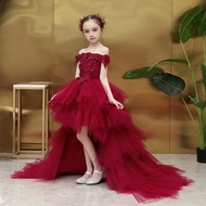 Children Dress Princess Dress Trailing Flower Girl Fluffy Gauze Girl Girl Piano Performance Dress Ev