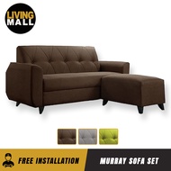 LIVING MALL Murray 3 Seater Fabric Sofa Set with Ottoman in 3 Colors